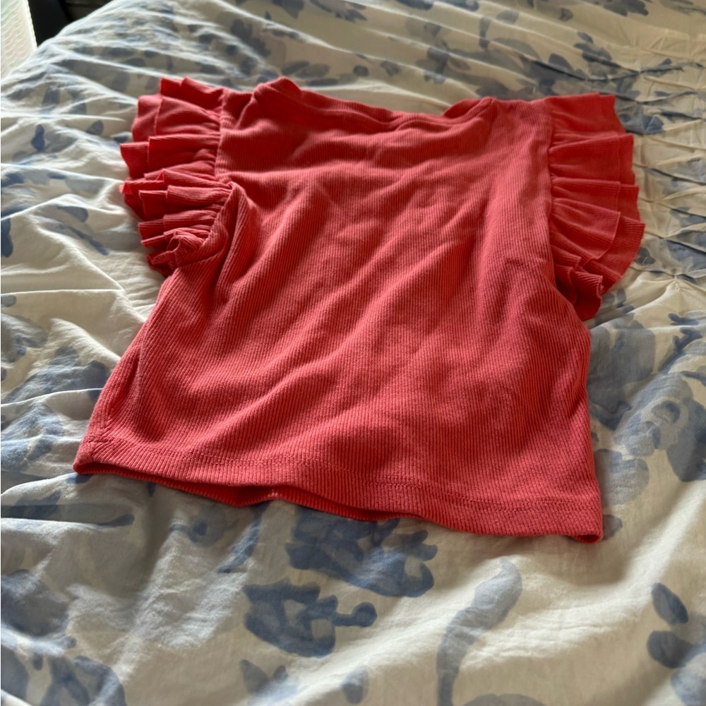 Pink Ruffle Sleeve Cropped Zara Top - Picture 2 of 2